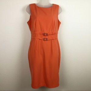 Calvin Klein double-buckle belted sheath dress
